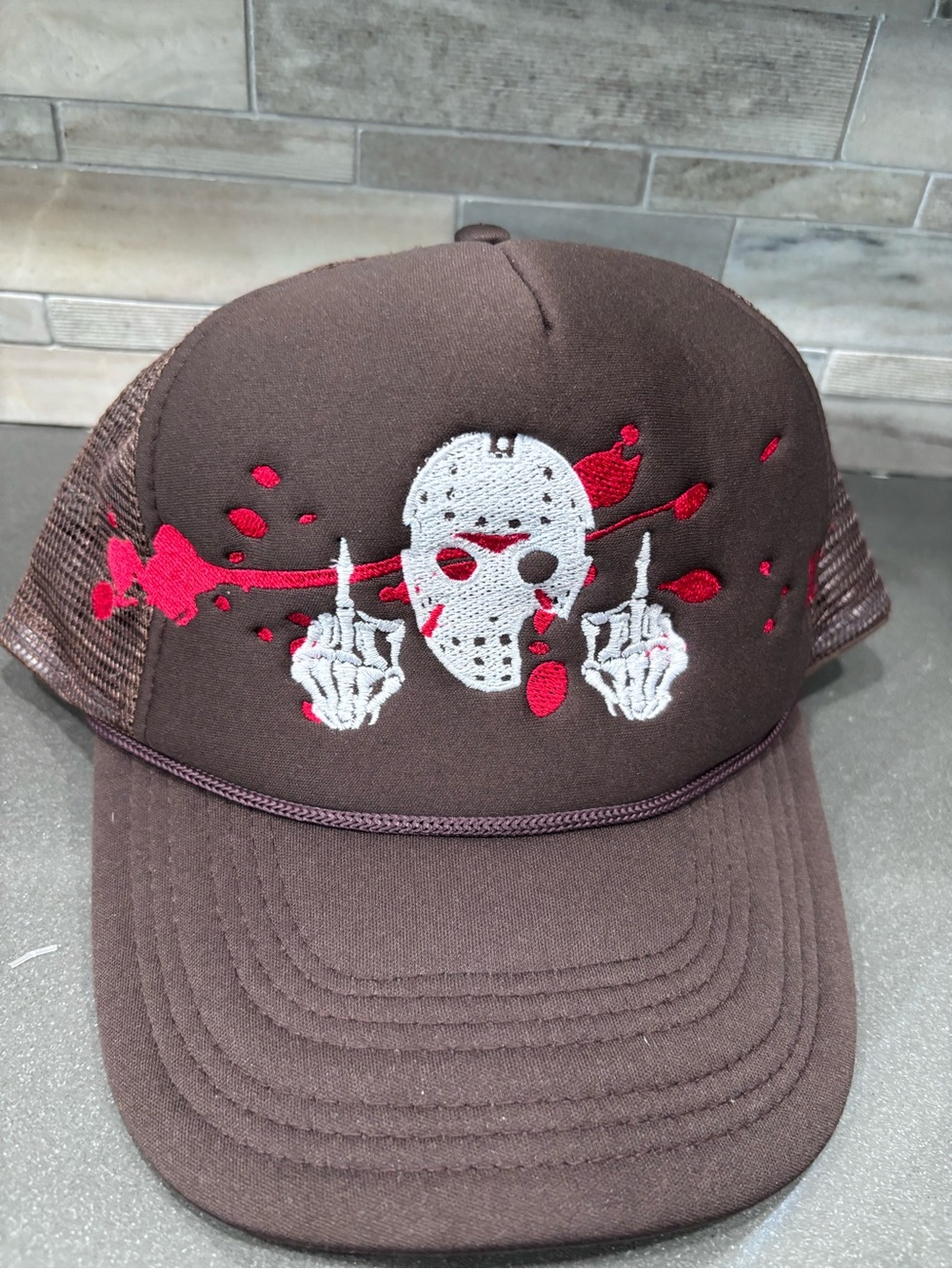 Dropout ny Pout Brown Mesh Trucker Hat with Dropout New York Tag